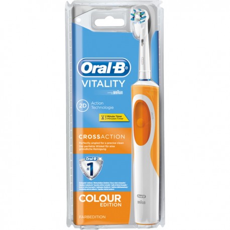 cepillo dental electrico color naranja recargable oral-b vital color naranja