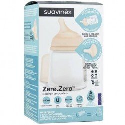 Suavinex Zero Zero biberón anticólico tetina silicona flujo M 270 ml